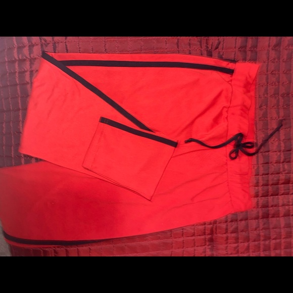 Red Fitted Trackpants, Black Accents - Picture 6 of 6